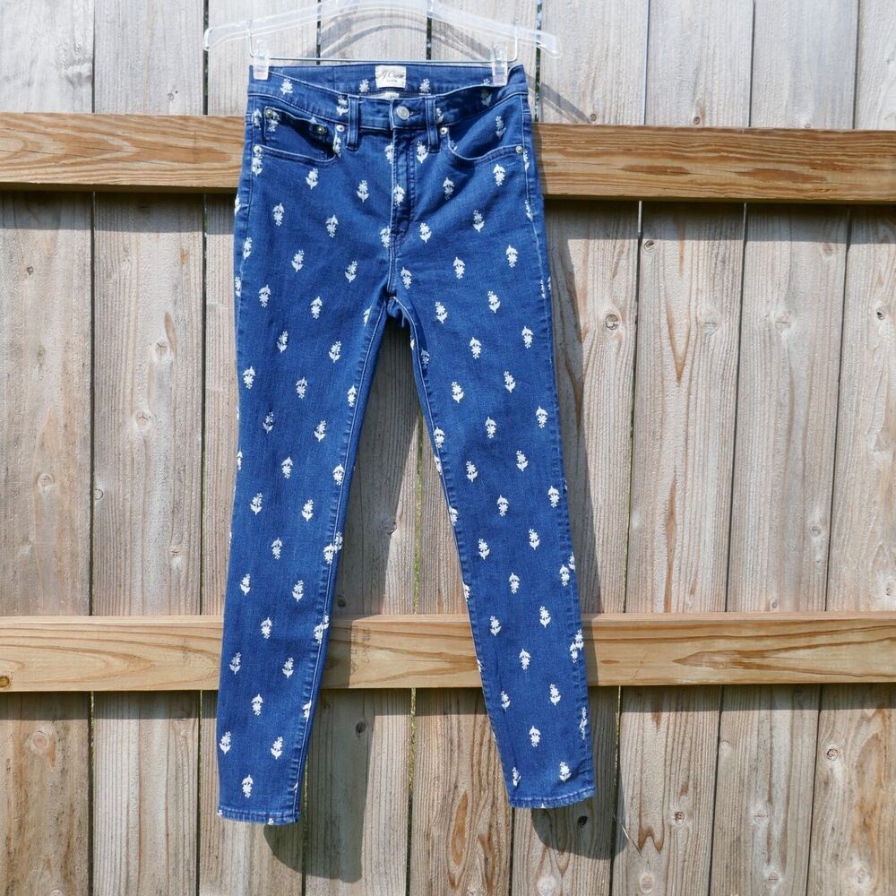 J Crew Re-Imagined Toothpick Jeans Skinny Floral Print 27in waist  27in inseam